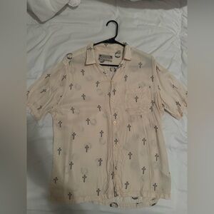 All Saints Cream Cross Shirt